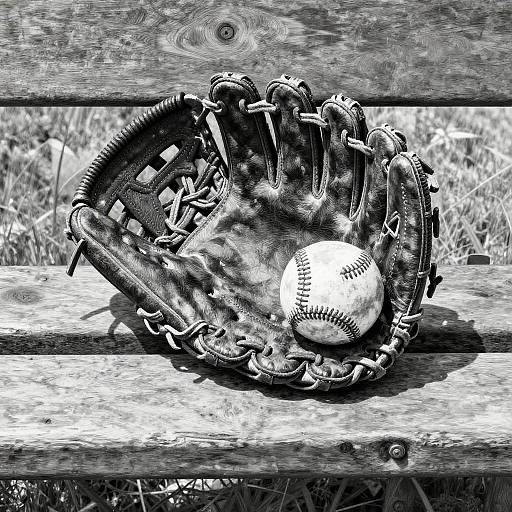 Vintage Baseball Glove Pencil Drawing