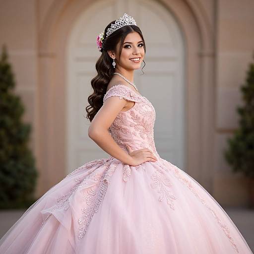 Quinceanera Girl in Pink Dress