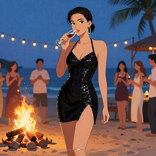 Pear-Shaped Woman in Beach Bonfire Glam