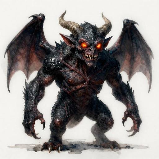 Sinister Obsidian Troll with Flaming Eyes