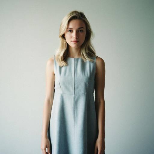 Young Blonde Woman in Classic Shift Dress