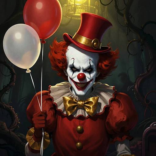 Gothic Surreal Creepy Clown Illustration