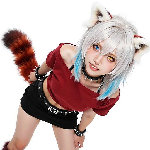 Smug Red Panda Punk Close-Up Portrait