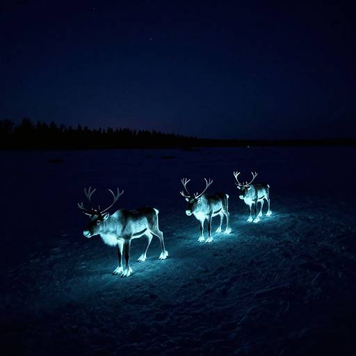 Bioluminescent Reindeer in Polar Night