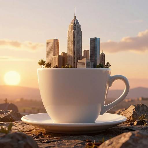 Colossal Coffee Cup Surreal Landscape