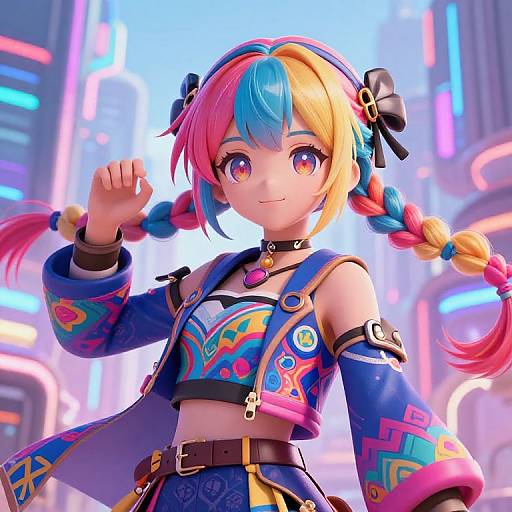 Vibrant Futuristic Anime Girl Design