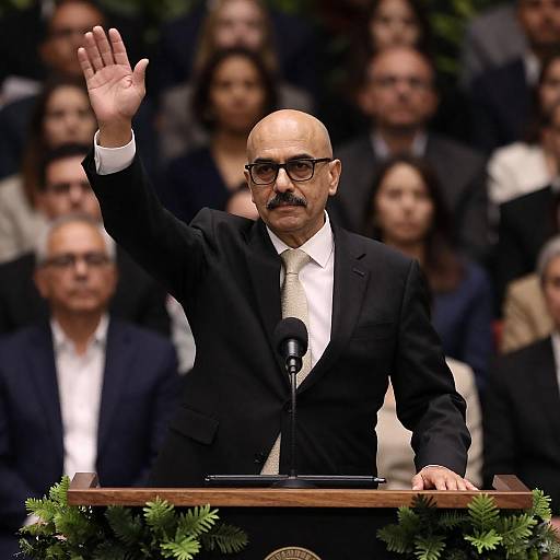 Middle-Aged Man at Formal Podium