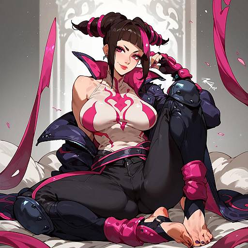 Han Juri from Street Fighter Sitting