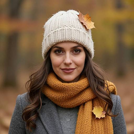 Autumn Outfit with Knitted Leaf Accessories