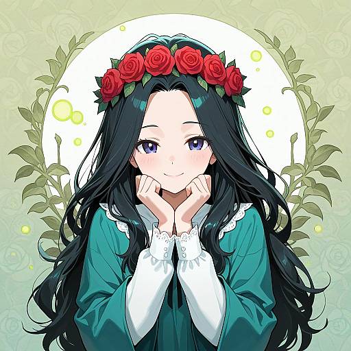 Delicate Sakura Girl with Fireflies