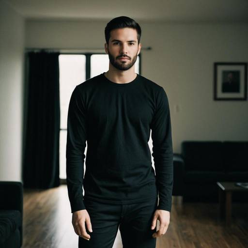 Man in Black Long Sleeve Shirt Indoor Portrait