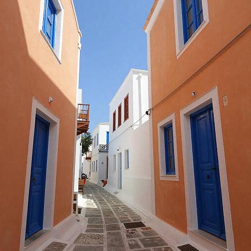 Sunlit Greek Village Alley Photography