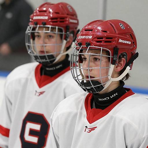 Intense Young Hockey Players on Ice