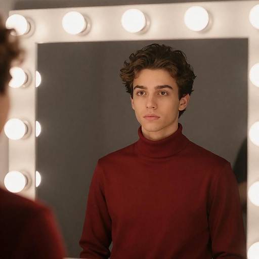 Young Man in Front of a Lighted Mirror