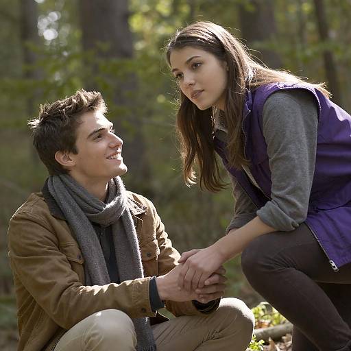 Young Couple Holding Hands in Forest