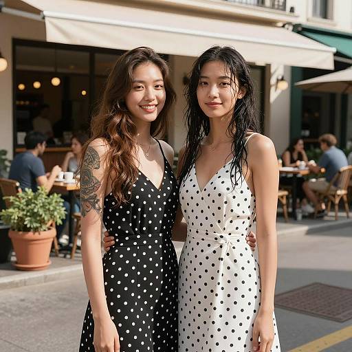 Charming Café Scene with Two Women