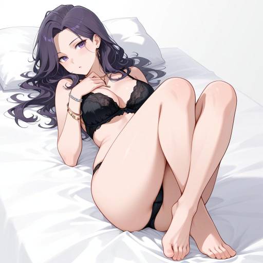 Enigmatic Woman Relaxing on Bed