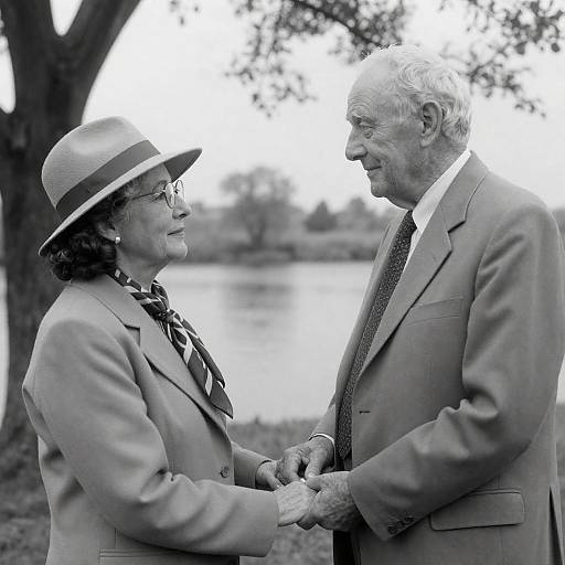 Elderly Couple Holding Hands Outdoors
