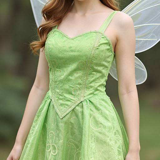 Close-Up Woman in Green Fairy Costume