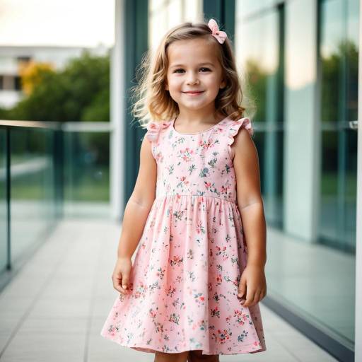 Smiling Toddler Girl in Pink Floral Dress