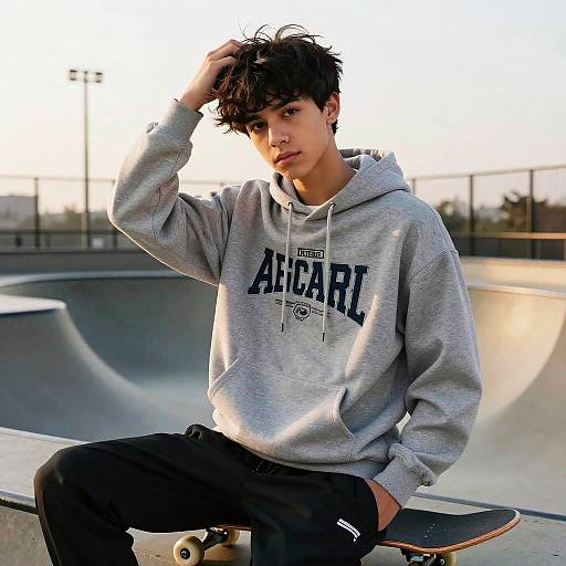 Teen Boy Skatepark Golden Hour