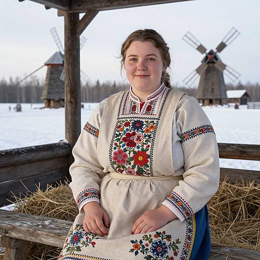 Authentic Finnish Folk Woman Portrait