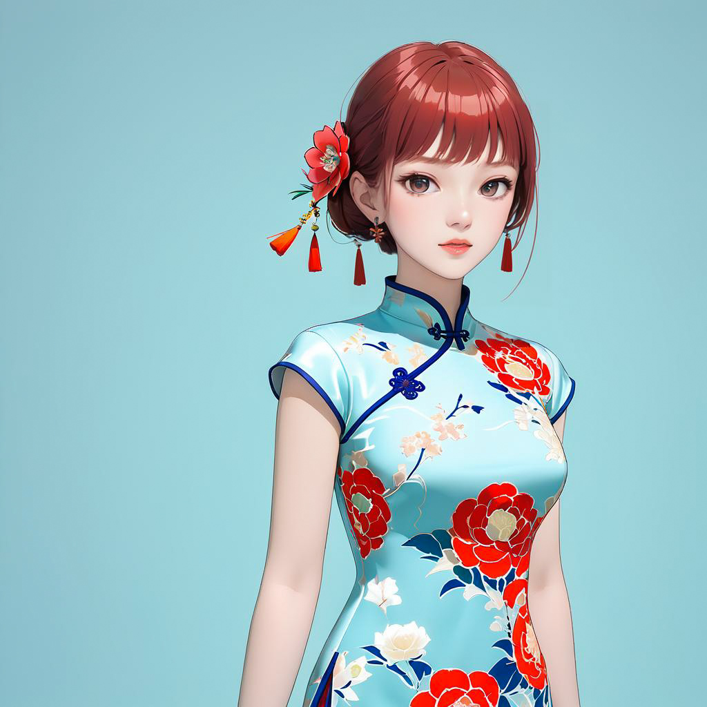 Cheongsam Fashion Illustration in CGI Style