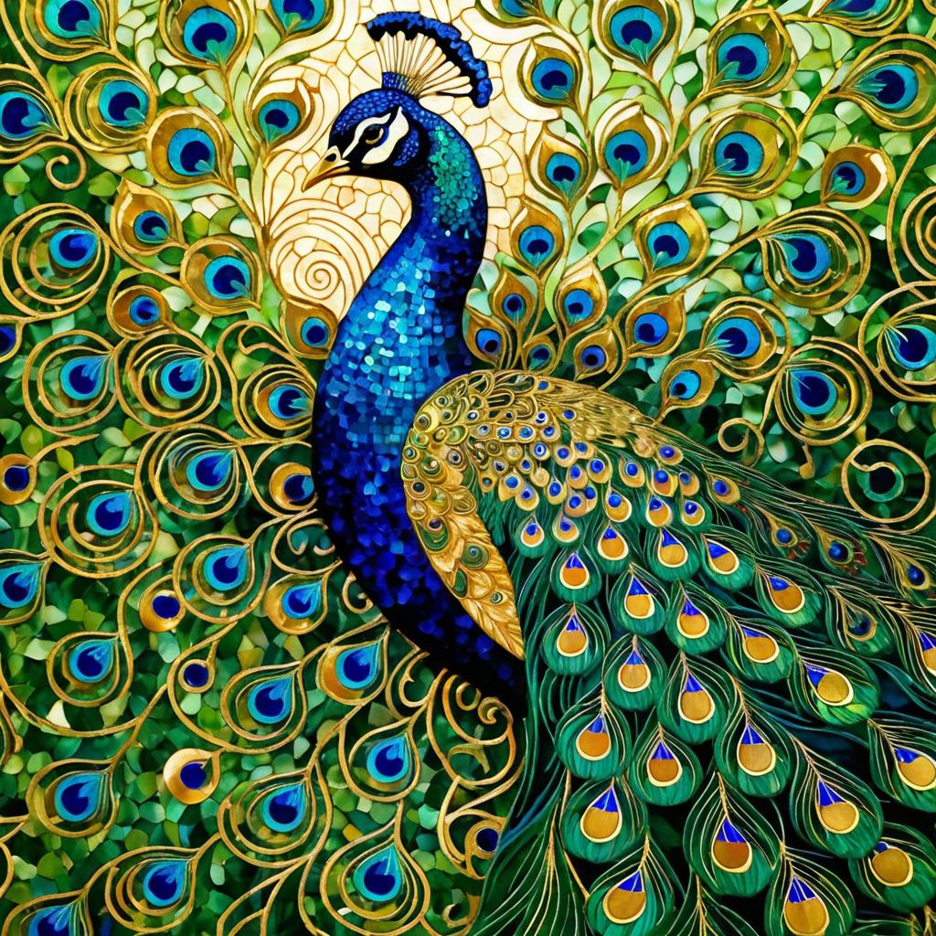 Intricate Peacock in Art Nouveau Style