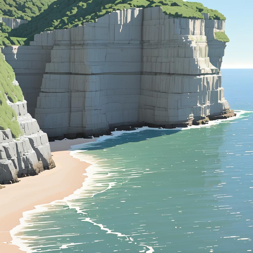 Serene Oceanfront Bluffs Under Midday Sun