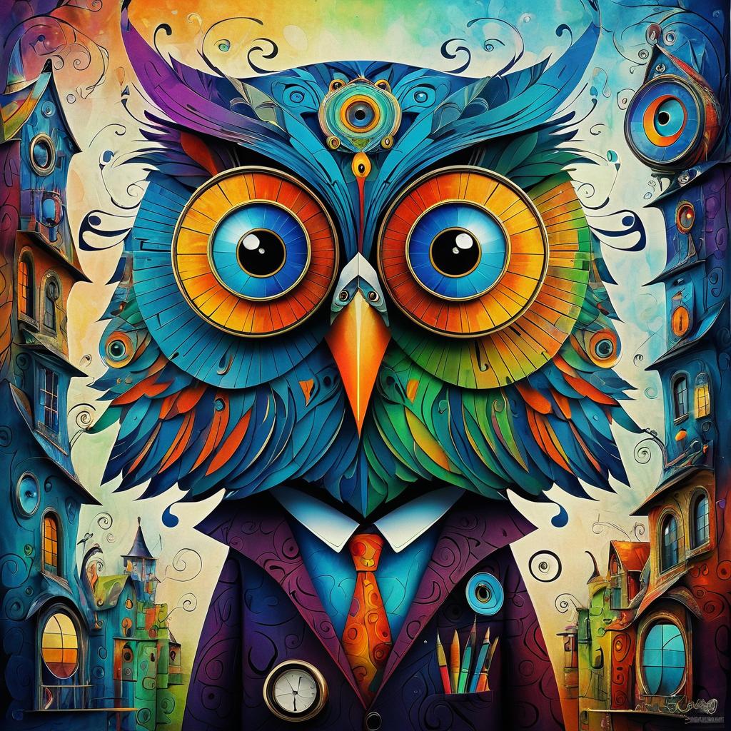 Whimsical Owl: A Fusion of Artistic Styles