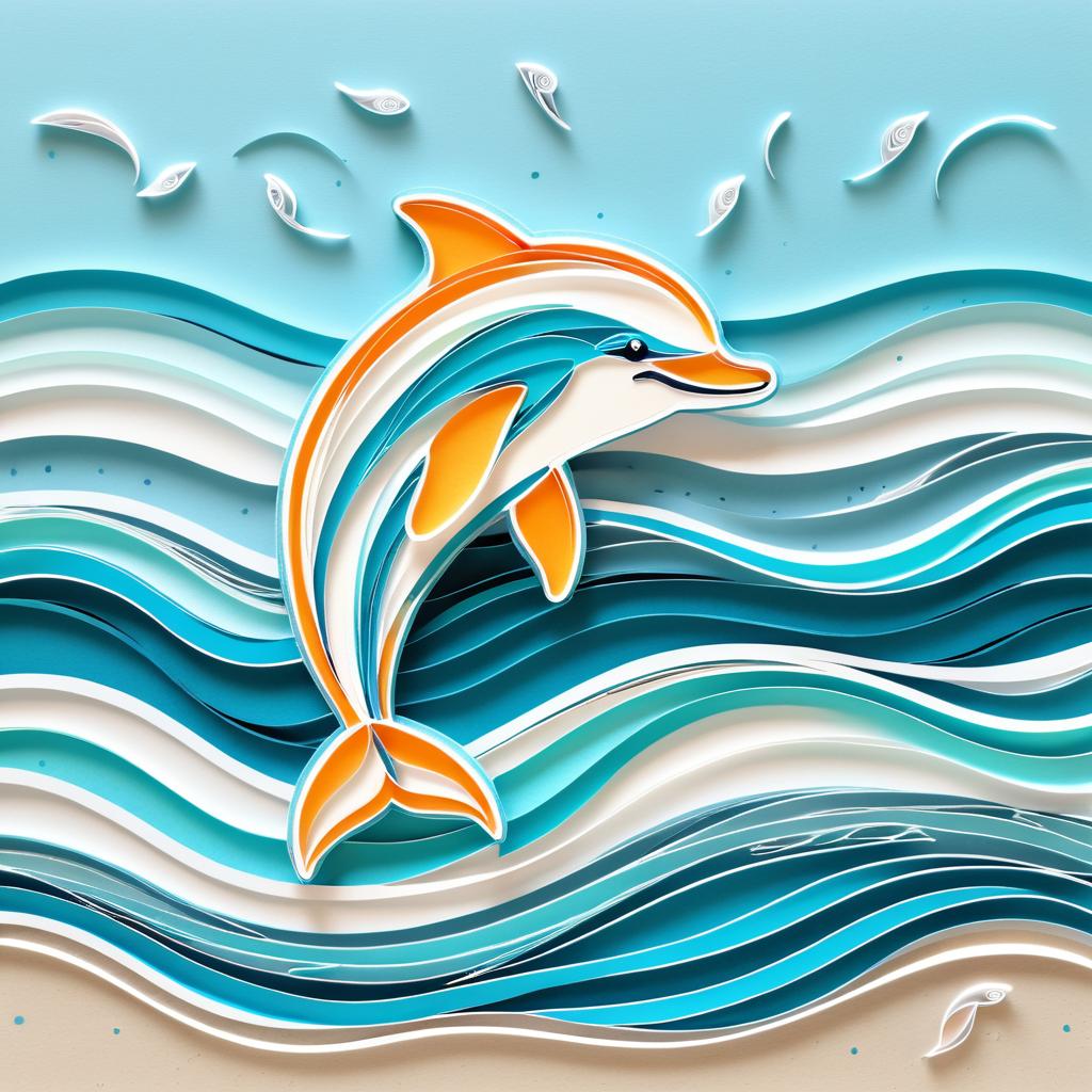 Playful Dolphin Quilling on Sandy Beach