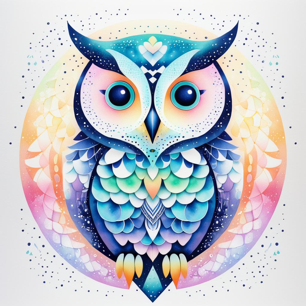 Playful Pastel Owl Illustration