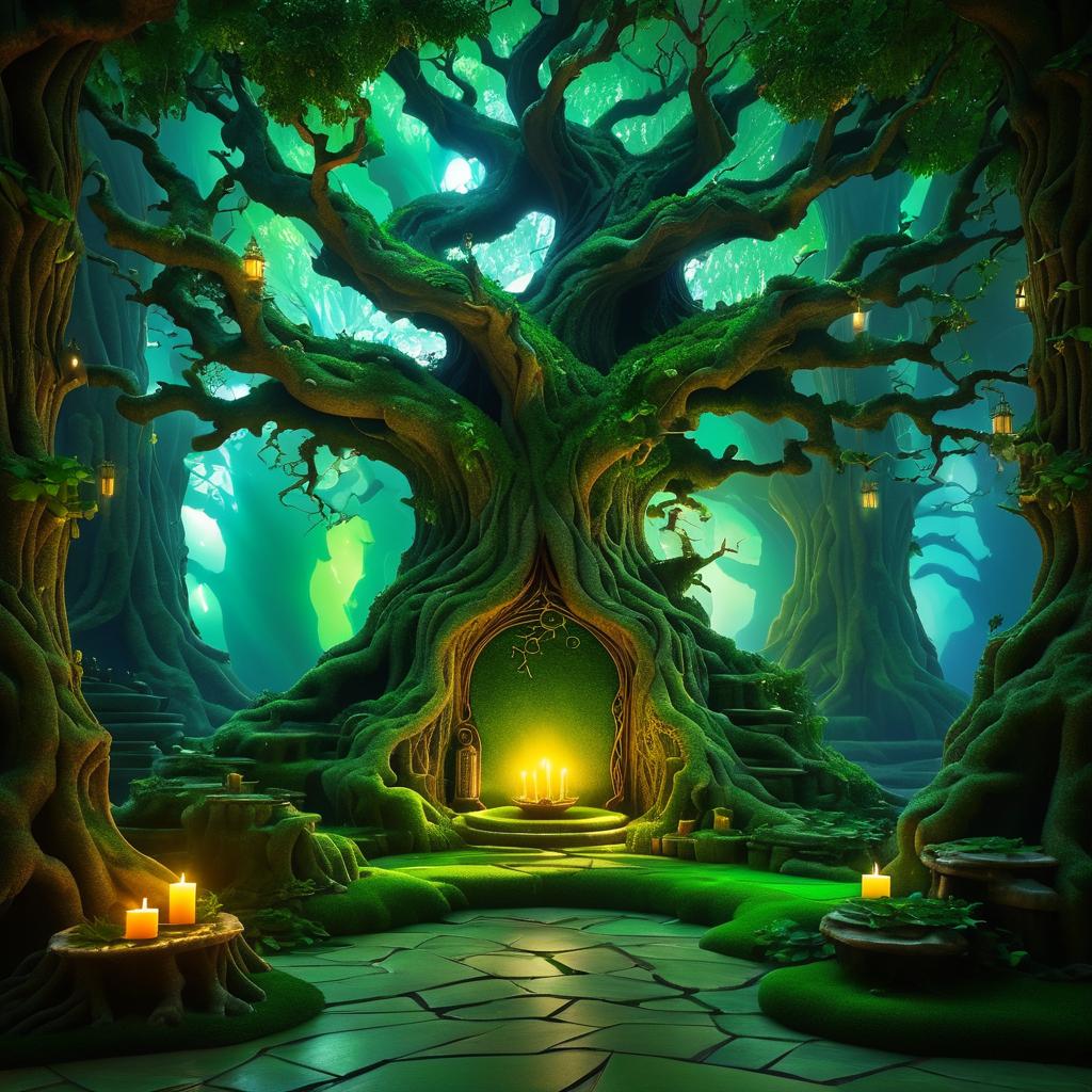 Mystical Wizard and Ancient Tree Scene