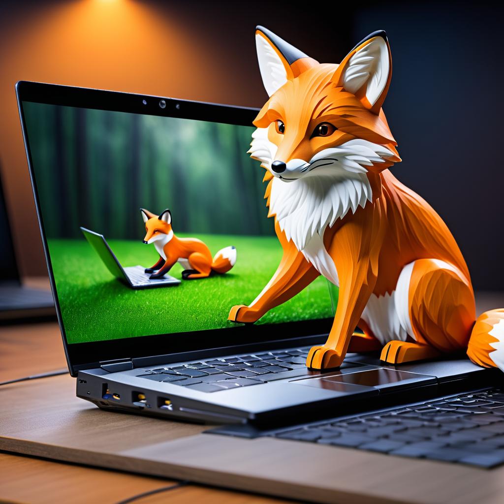 Fox Expertly Working on a Laptop