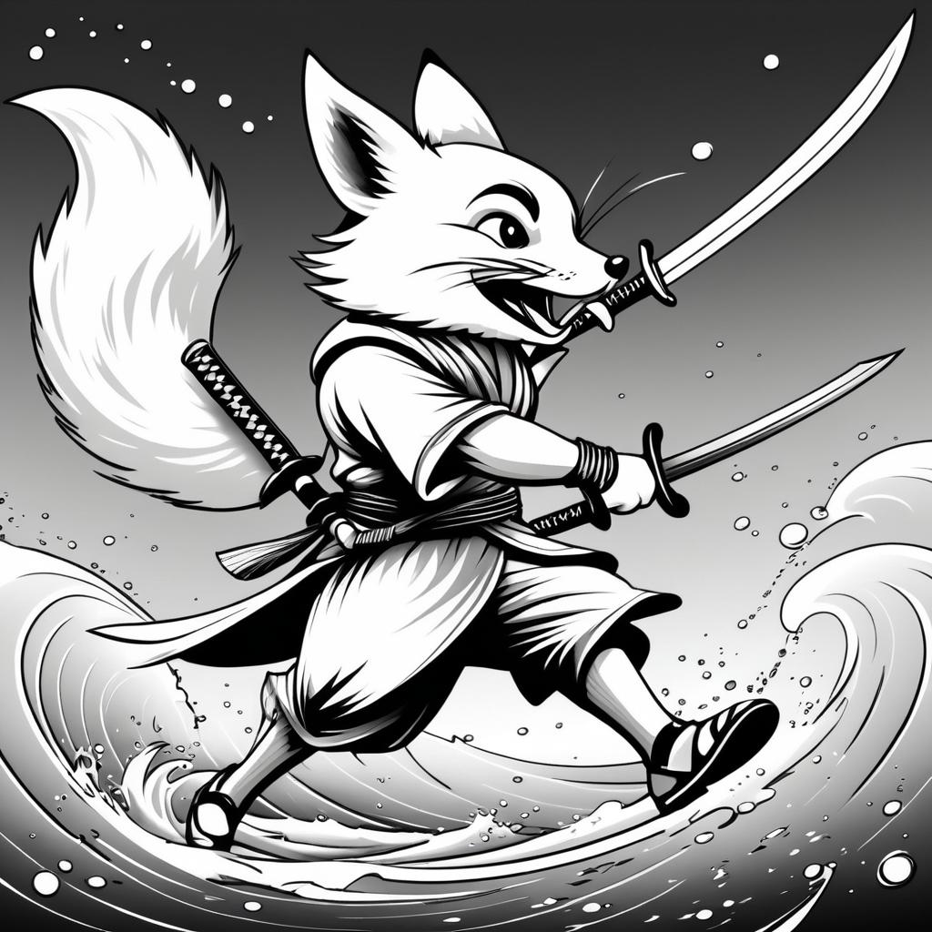 Whimsical Pirate Fox with Katana