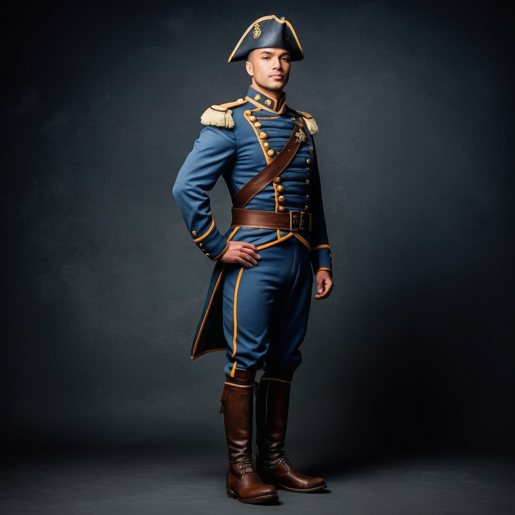 Dynamic Performer in Historical Soldier Costume