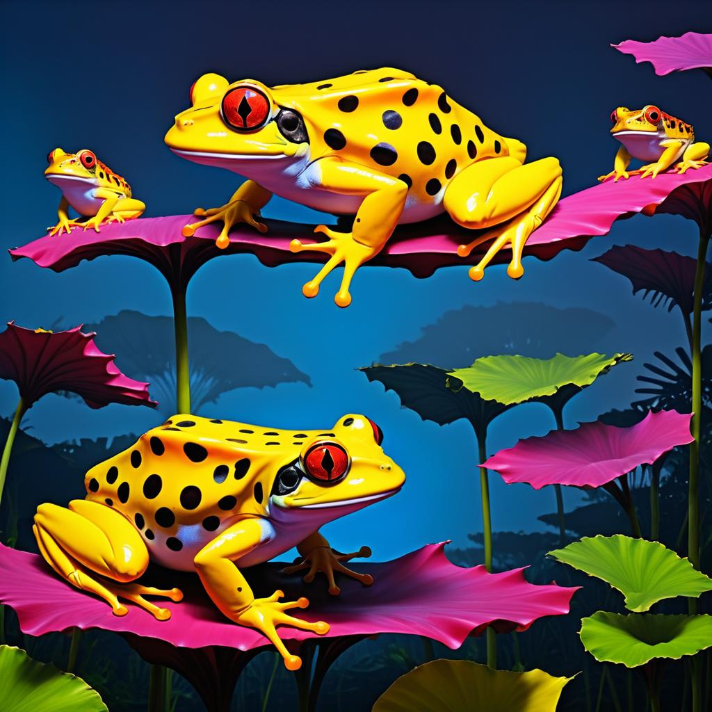 Feast Jumpers: Tropical Frogs in Vibrant Art