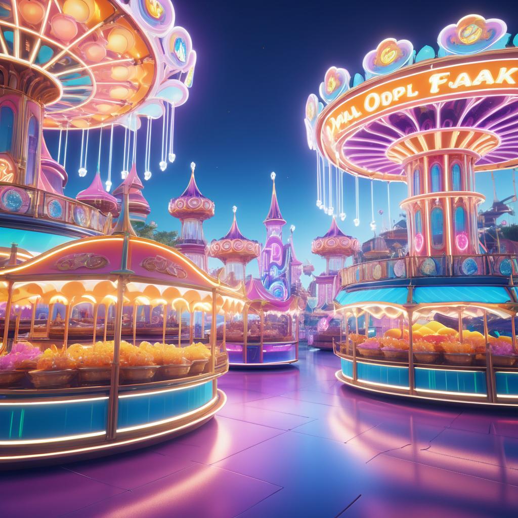 Vibrant Electric Opal Amusement Park Scene