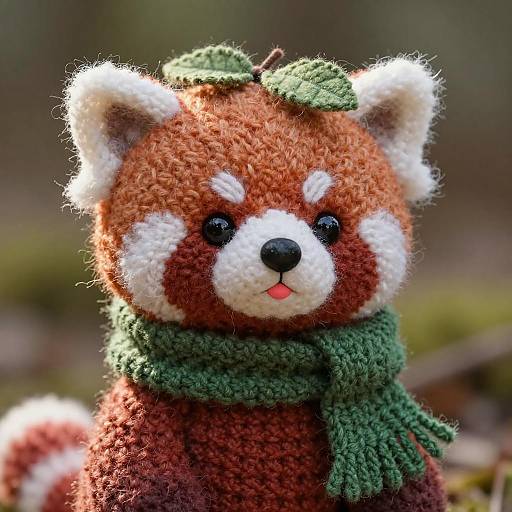 Macro Close-Up of Amigurumi Red Panda