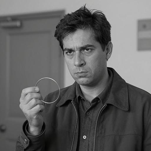 Intense Portrait of a Man with Wire