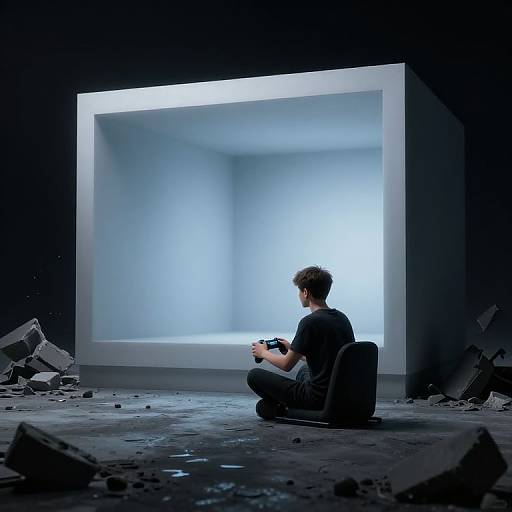 Teen Gamer Amidst World Destruction