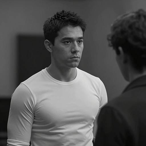 Serious man in black and white portrait