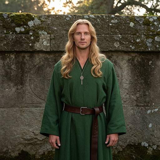 Mystical Man by Ancient Stone Wall