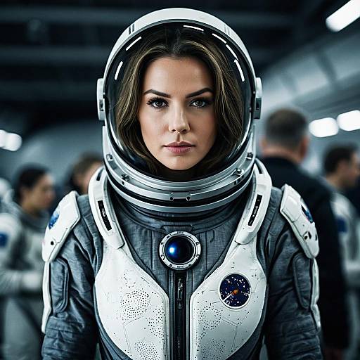 Woman in Space Suit with Blurry Background