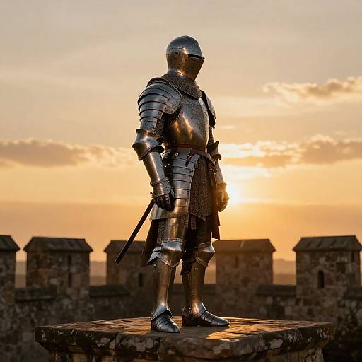 Majestic Medieval Knight at Sunset