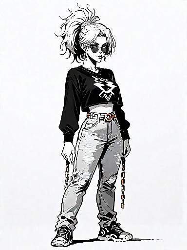 Stylish Woman in Casual Streetwear