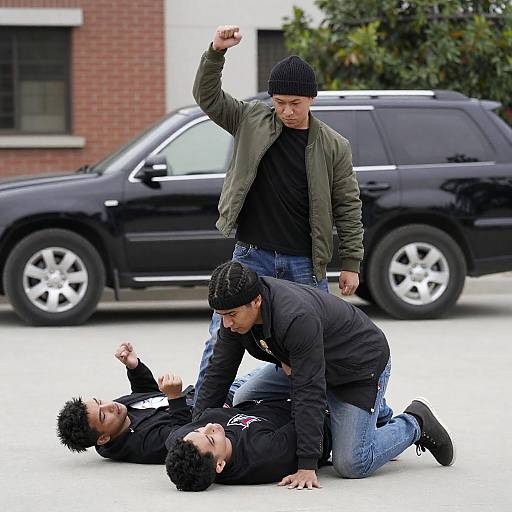 Dynamic Outdoor Fight Scene Photography