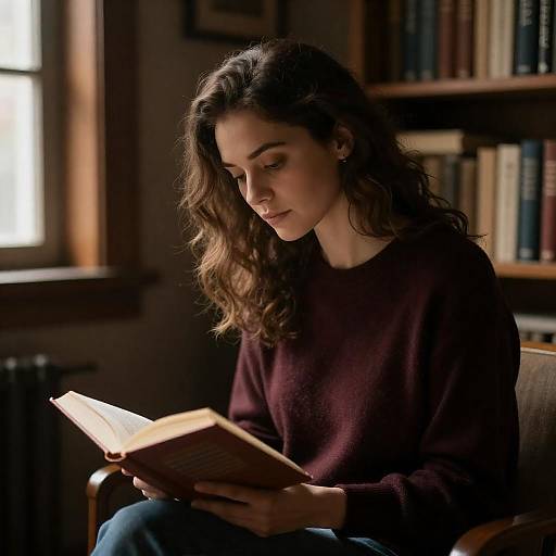 Cozy Reading Scene with Warm Lighting