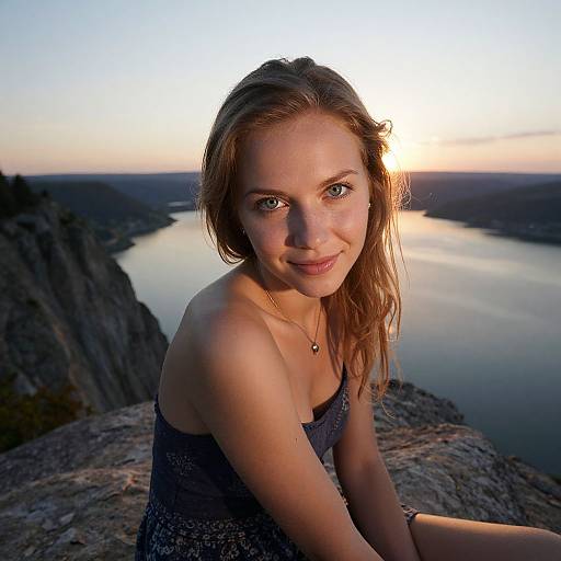 Eastern European Woman on Rocky Cliff