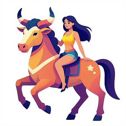 Neon Centaur Woman with Bull Head